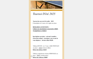 Inscriptions au tournoi du 16 juillet