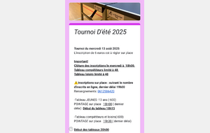 Inscriptions au tournoi du 13 août 