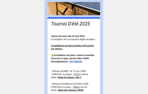 Inscriptions au tournoi du 20 août 