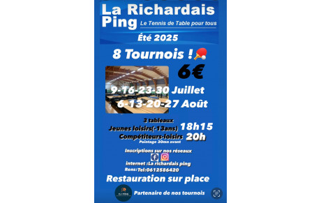 Inscriptions tournoi du 27 août 